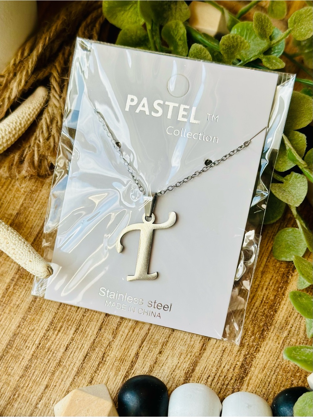 NWT Pastel Collection Stainless Steel 'T' Initial Necklace - Silver